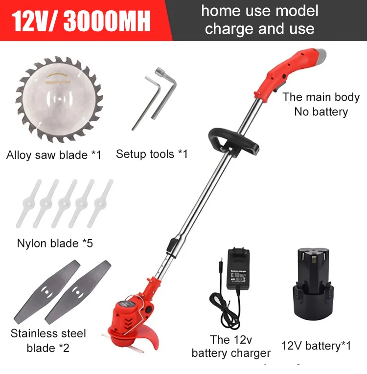 Electric Grass Trimmer 12V Garden Lawn Mower Grass Strimmer Brush Cutter Adjustable Length for Battery Electric Lawn Mower Garden Tool