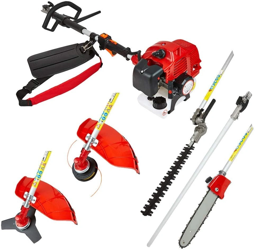 5in1 Petrol Garden Power Tool Set-Brush Cutter/Grass Trimmer/Hedge Trimmer/Pole Chainsaw